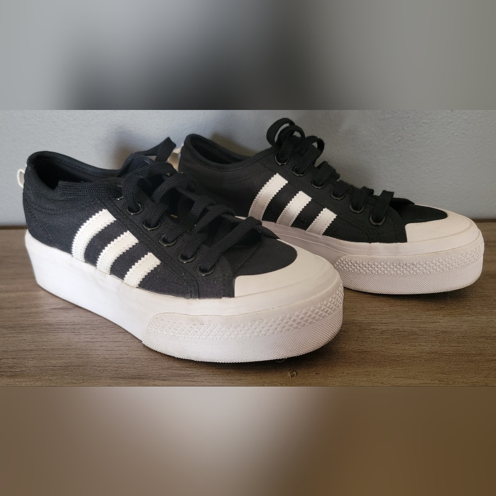 Adidas Original Nizza Platform FV5321 Womens Size 7.5 Black, White